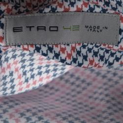 مملوكة مسبقًا Etro Multicolor Zig Zag Houndstooth Print Long Sleeve Button Front Shirt L
