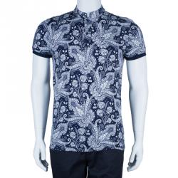 Pre Owned Etro Men's Navy Paisley Polo Shirt S