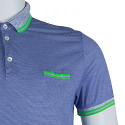 Pre Owned Etro Blue Contrast Rib Trim Polo T-Shirt M
