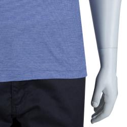 Pre Owned Etro Blue Contrast Rib Trim Polo T-Shirt M