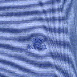 Pre Owned Etro Blue Contrast Rib Trim Polo T-Shirt M