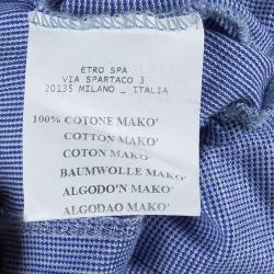 Pre Owned Etro Blue Contrast Rib Trim Polo T-Shirt M