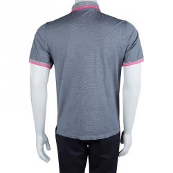 Pre Owned Etro Grey Contrast Rib Trim Polo T-Shirt M