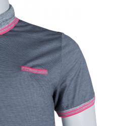 Pre Owned Etro Grey Contrast Rib Trim Polo T-Shirt M