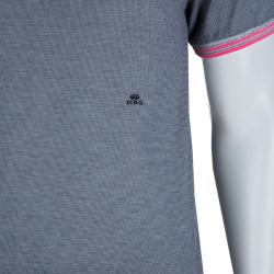 Pre Owned Etro Grey Contrast Rib Trim Polo T-Shirt M
