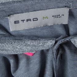 Pre Owned Etro Grey Contrast Rib Trim Polo T-Shirt M