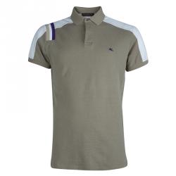 Pre Owned Etro Khaki Colorblock Knit Polo T-Shirt XL