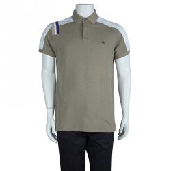 Pre Owned Etro Khaki Colorblock Knit Polo T-Shirt XL