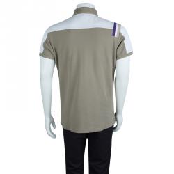 Pre Owned Etro Khaki Colorblock Knit Polo T-Shirt XL