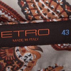 Pre Owned قميص إيترو بأزرار أمامية وأكمام طويلة قطن بنقوش البايزلي بيج L