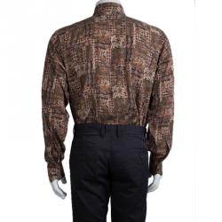 مملوكة مسبقًا Etro Brown Printed Long Sleeve Button Front Shirt L