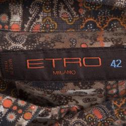 مملوكة مسبقًا Etro Brown Printed Long Sleeve Button Front Shirt L