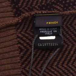 Fendi Brown Woven Wool Beanie