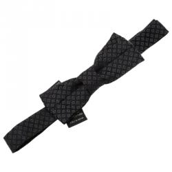 Fendi Black Silk FF Logo Bow Tie 
