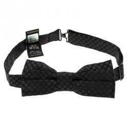 Fendi Black Silk FF Logo Bow Tie 
