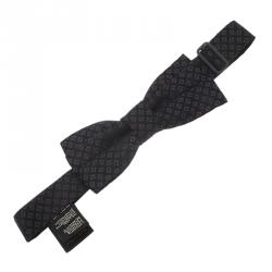 Pre Owned Fendi Black Silk FF Logo Bow Tie
