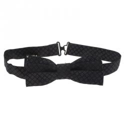 Pre Owned Fendi Black Silk FF Logo Bow Tie