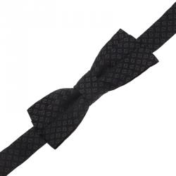 Pre Owned Fendi Black Silk FF Logo Bow Tie