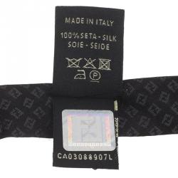 Pre Owned Fendi Black Silk FF Logo Bow Tie