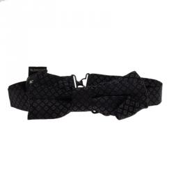 Fendi FF Black Textured Silk Thin Bow Tie One Size