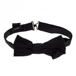 Fendi FF Black Textured Silk Thin Bow Tie One Size