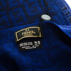 مملوكة مسبقًا كوفيه فندي كرافات صوف أزرق كحلي نمط زوكا مزين