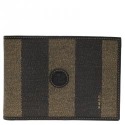 Fendi Tobacco Coated Canvas Pequin Bifold Wallet