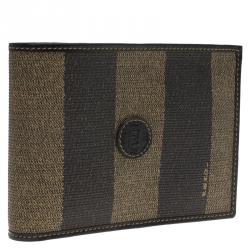 Fendi Tobacco Coated Canvas Pequin Bifold Wallet
