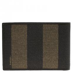 Fendi Tobacco Coated Canvas Pequin Bifold Wallet