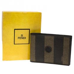 Fendi Tobacco Coated Canvas Pequin Bifold Wallet