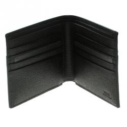 Pre Owned Fendi Black/Blue Leather Bi Fold Wallet