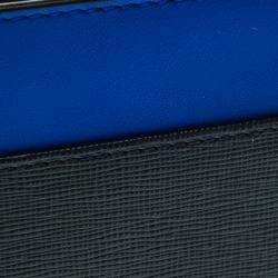 Pre Owned Fendi Black/Blue Leather Bi Fold Wallet
