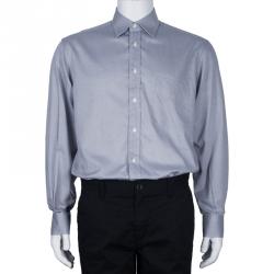 Pre Owned Fendi Men's Pale Grey Cotton Shirt M