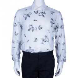 Pre Owned Fendi Men's White Embroidered Shirt L