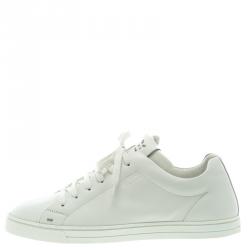 Pre Owned Fendi White Leather Classic Lace Up Sneakers Size 40