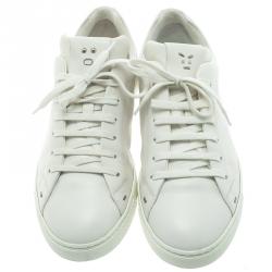 Pre Owned Fendi White Leather Classic Lace Up Sneakers Size 40