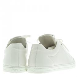 Pre Owned Fendi White Leather Classic Lace Up Sneakers Size 40
