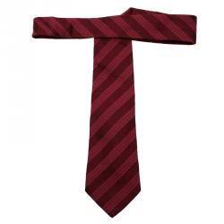 Fendi Red Silk Zucchino Striped Tie 