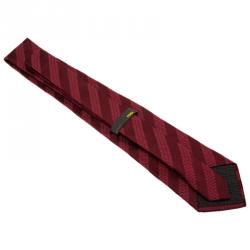 Fendi Red Silk Zucchino Striped Tie 