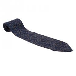 Fendi Burgundy and Blue Logo Silk Tie