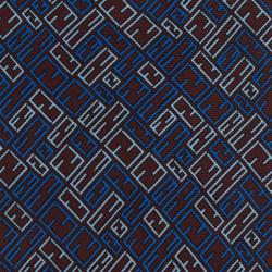 Fendi Burgundy and Blue Logo Silk Tie