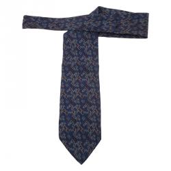 Fendi Burgundy and Blue Logo Silk Tie