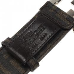 Pre Owned Fendi Tobacco Zucca PVC FF Logo Belt 90CM