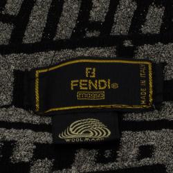 Pre Owned Fendi Grey Zucca Wool Scarf