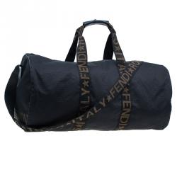 Pre Owned Fendi Black Nylon Carry-On Travel Boston Bag