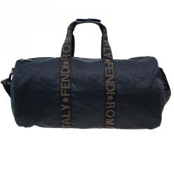 Pre Owned Fendi Black Nylon Carry-On Travel Boston Bag