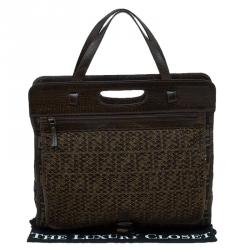 Fendi Tobacco Zucca Canvas and Mesh Tote