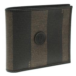 Fendi Tobacco Pequin Coated Canvas Bifold Wallet
