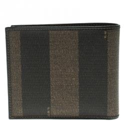 Fendi Tobacco Pequin Coated Canvas Bifold Wallet
