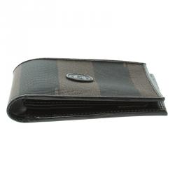 Fendi Tobacco Pequin Coated Canvas Bifold Wallet
